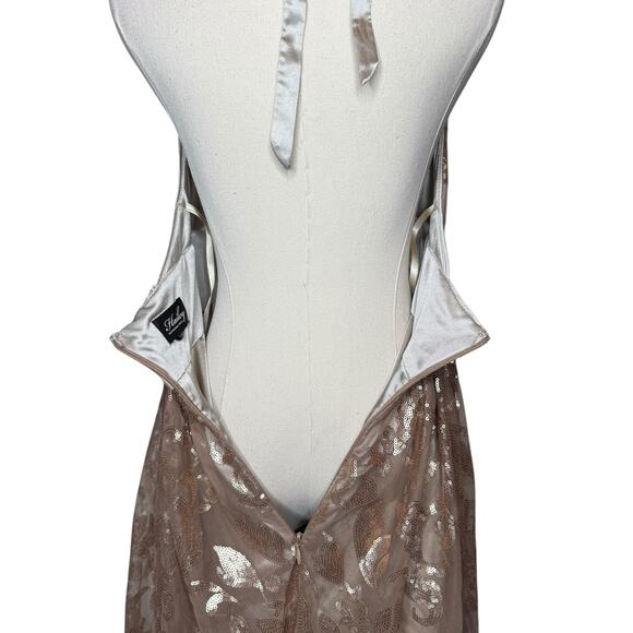 Hailey Adrianna Papell Halter Sequin Dress Taupe size 8 - Picture 4 of 6